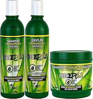 CrecePelo 3 Piece Set – Phytotherapeutic Shampoo, Deep Repair Mask & Leave-In Cream – Strengthens, Hydrates & Nourishes Hair – Natural Plant-Based Formula